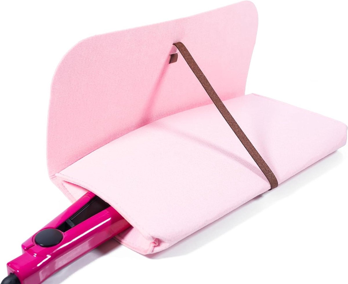 Stijltang Mat - Hittebescherming Etui - Haar Stylen - Hittebestendig Vilt - 30x30cm - Roze