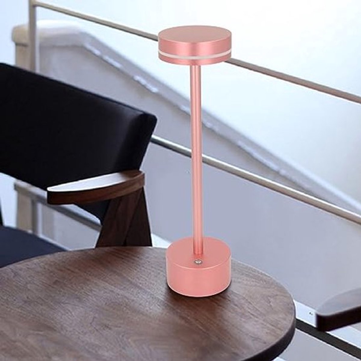 Draadloze Tafellamp, Oplaadbare 1800MAh Batterij Aangedreven Tafellamp, Aluminium Legering Touch Lamp met 3 Kleuren Dimming voor Restaurant Slaapkamer Bars (Roze Goud)