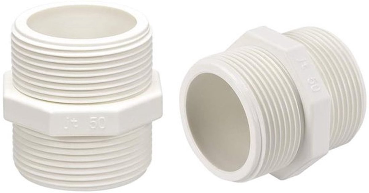5Pcs PVC Buiskoppeling Hex, G1-1/2 x G1-1/2 Mannelijke Draad Adapter Connector voor Loodgietersverbinding
