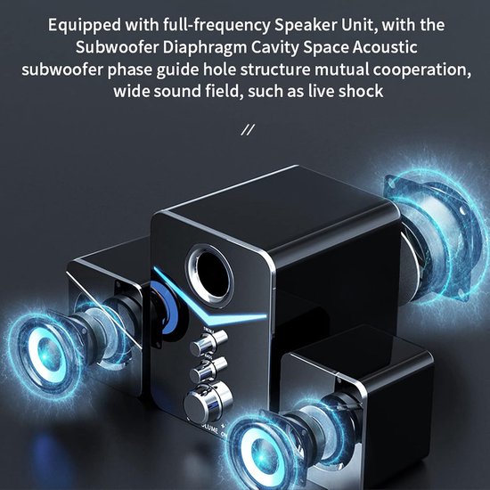 Computer Speaker - PC Soundbar - Muziek Luisteren - Hi-Fi Stereo Geluid - 24 x 16 x 13 cm - Zwart — afbeelding 5