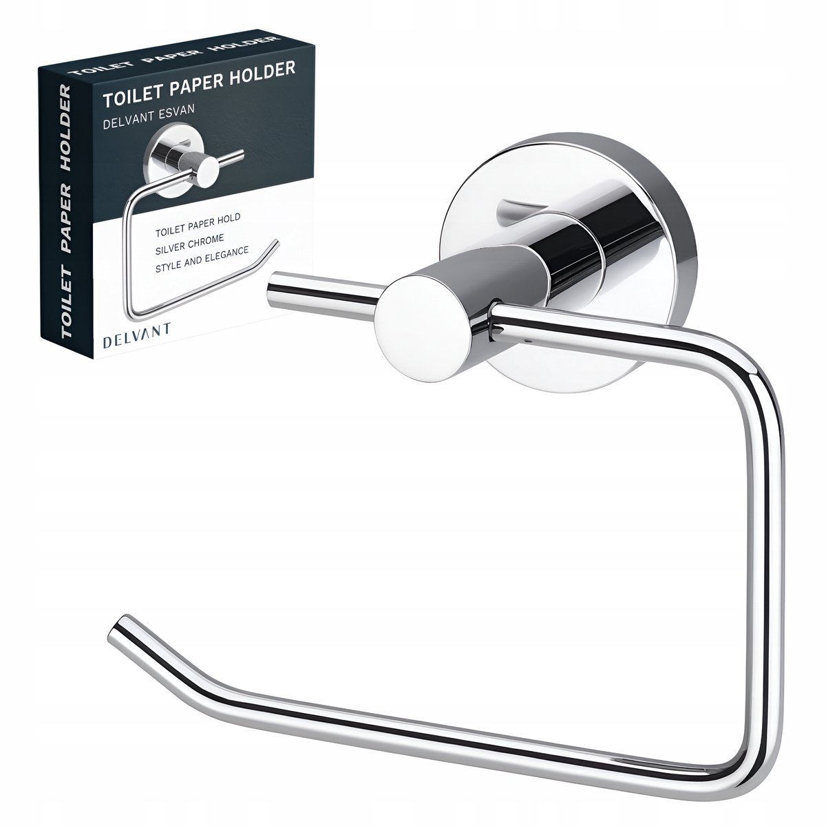 Merkloos Metalen Toiletpapierhouder - Glanzend Chroom