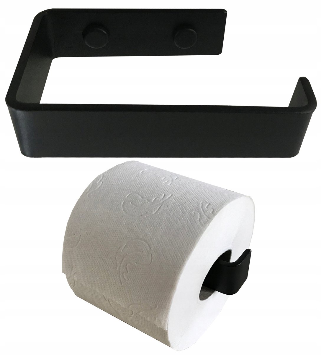 Merkloos Zwarte wandgemonteerde toiletrolhouder - Stevig metaal