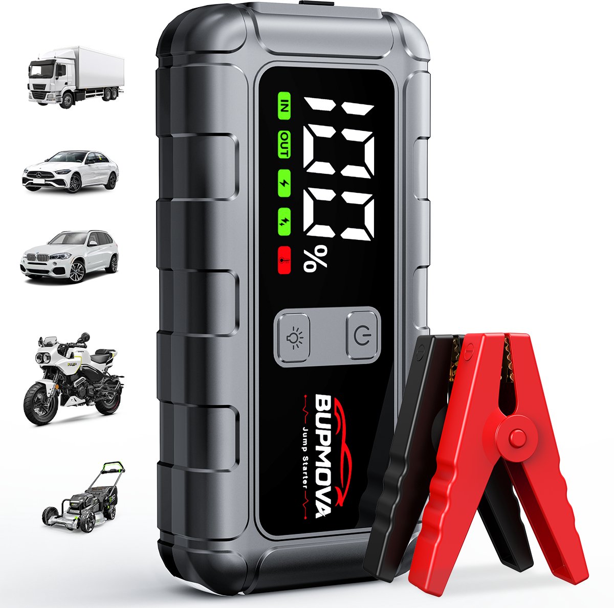 BUPMOVA 12V 3-in-1 Jumpstarter Voor Auto - 7000A / 21800 mAh Powerbank - Startkabels - Jumpstarters - USB-C - LED Zaklamp - SOS Noodlicht - Noodpakket - Alle Voertuigen-Zwart