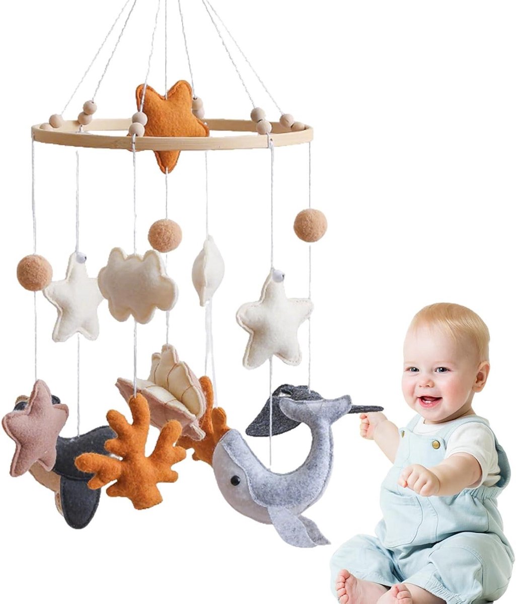 Baby Mobiel - Bed Mobiel Vilt - Babykamer Decoratie - Zachte Kleurencombinaties - 45 x 23 x 23 cm