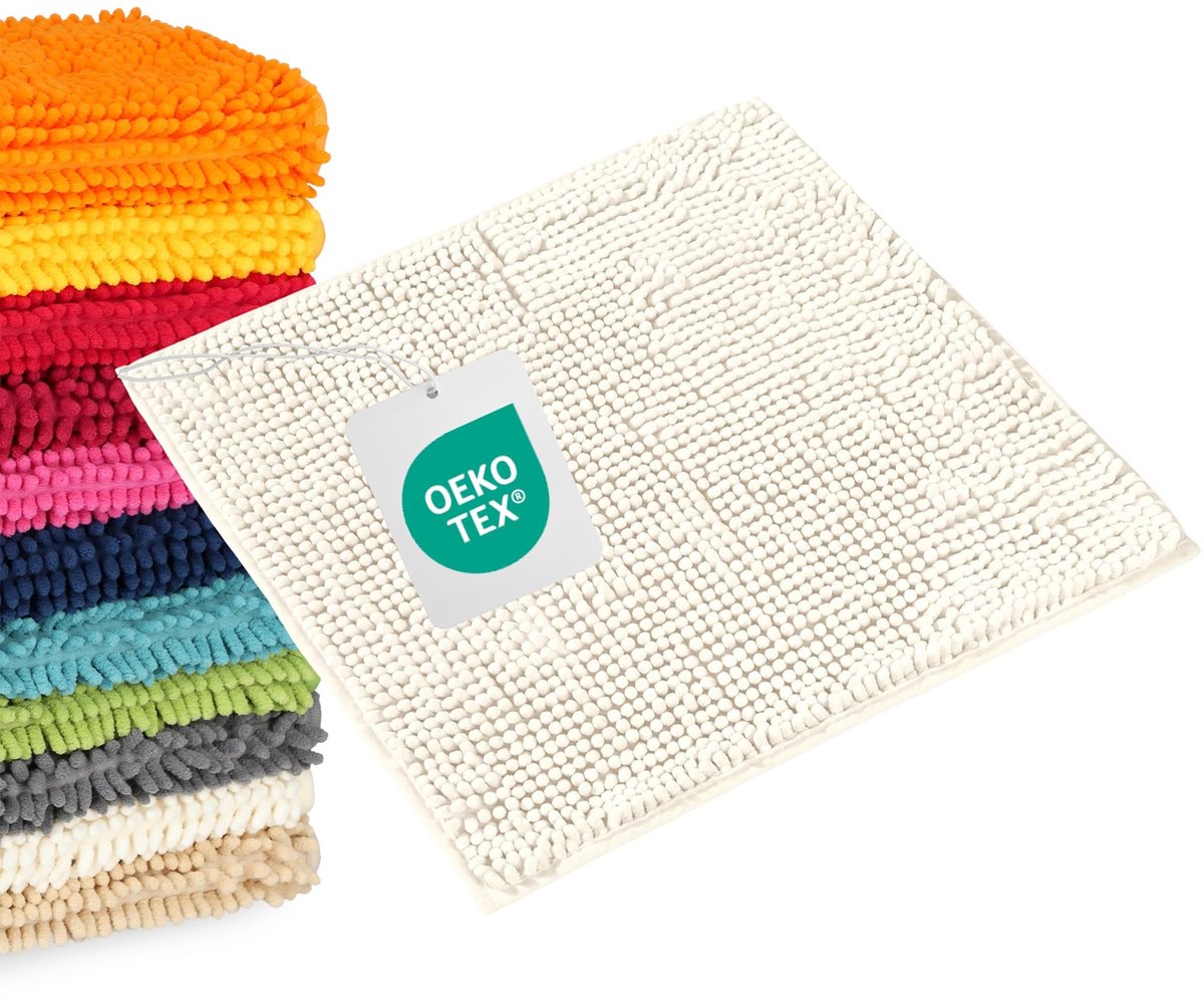 Badmat Crème 45x45cm - Antislip & Machinewasbaar - Combinatie met Toiletmat - Comfortabel en Veilig - ShopVlot