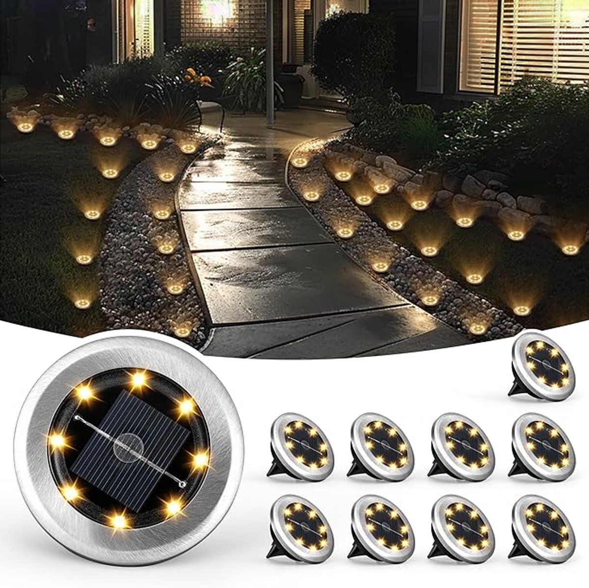 Solar Tuinverlichting Set 10 Stuks - LED Grondlampen Op Zonne-energie - Waterdichte Buitenverlichting - Automatische Landschapsverlichting Voor Terras, Tuin, Oprit En Looppad