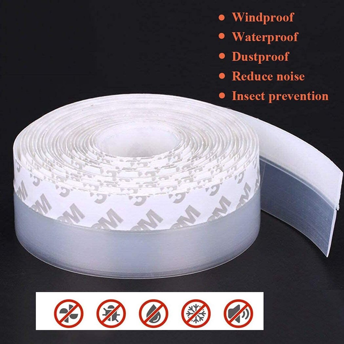 Deurafdichtingsstrip 35 mm x 5 m - transparant - siliconen - geluidsdicht en tochtstopper - ShopVlot