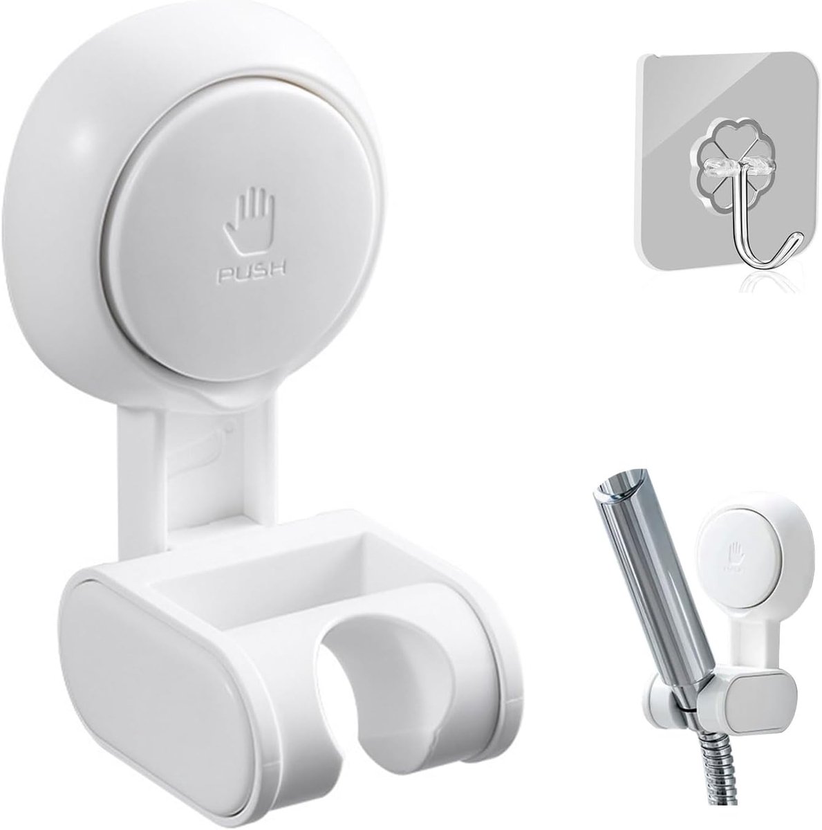 Douchestanghouder zonder boren - witte zuignap - verstelbaar - meer comfort in de douche - ShopVlot