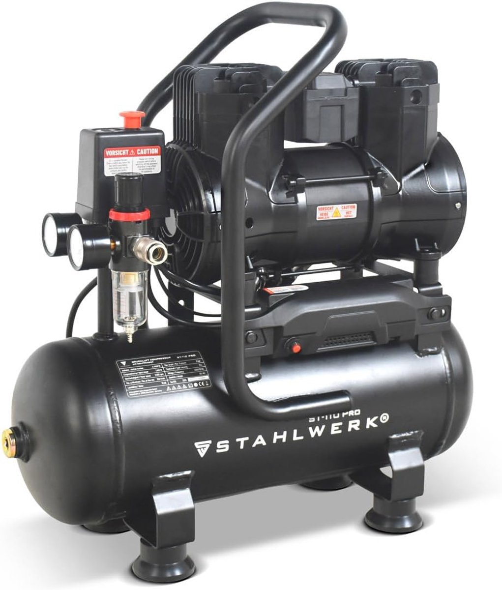 Luchtcompressor 10L - olie-vrij - stille fluistercompressor - ideaal voor pneumatische gereedschappen - ShopVlot