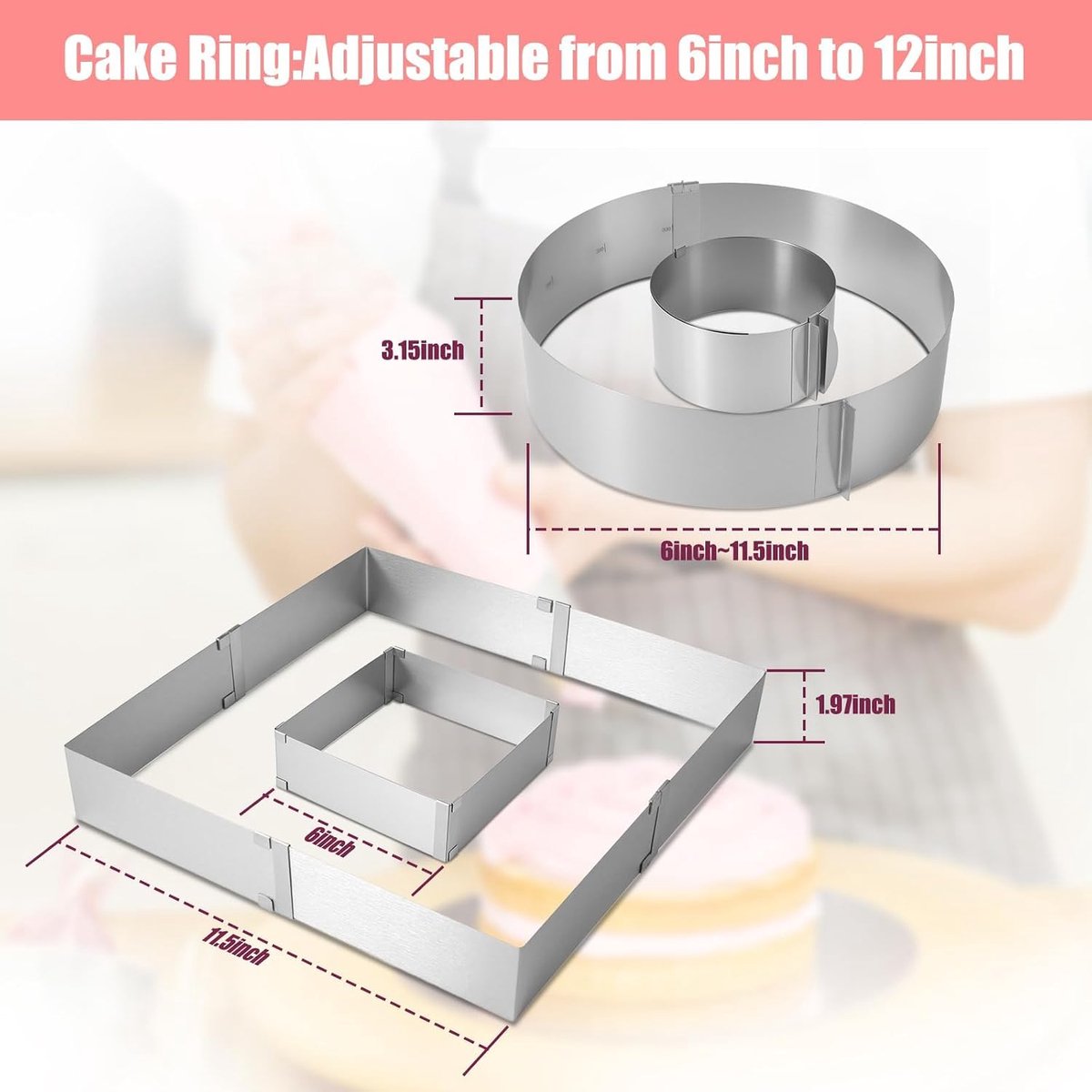 Cake Ring 16-30 cm - Ronde Taartvorm - Verstelbaar RVS - Ideaal voor Taarten en Pizza - ShopVlot