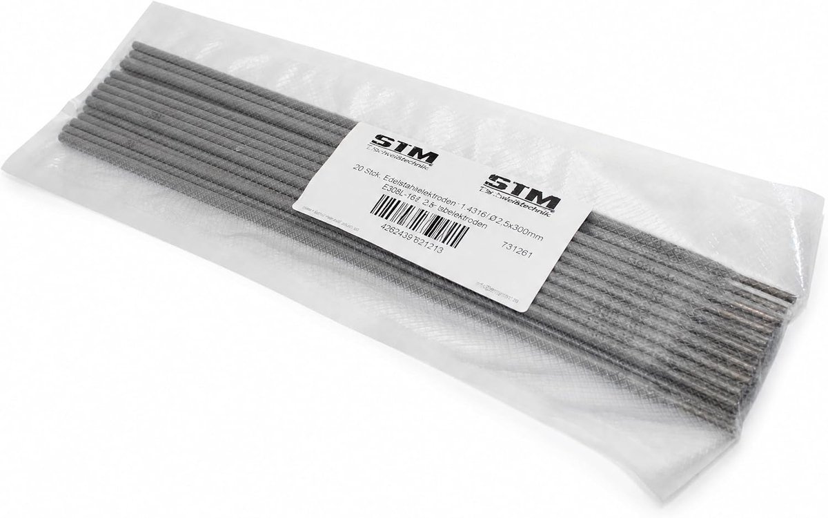 Lassen elektrode RVS V2A 1.4316 Ø 2.5 mm - Rutilgecoat - Voor corrosiebestendig lassen - 20 stuks - ShopVlot