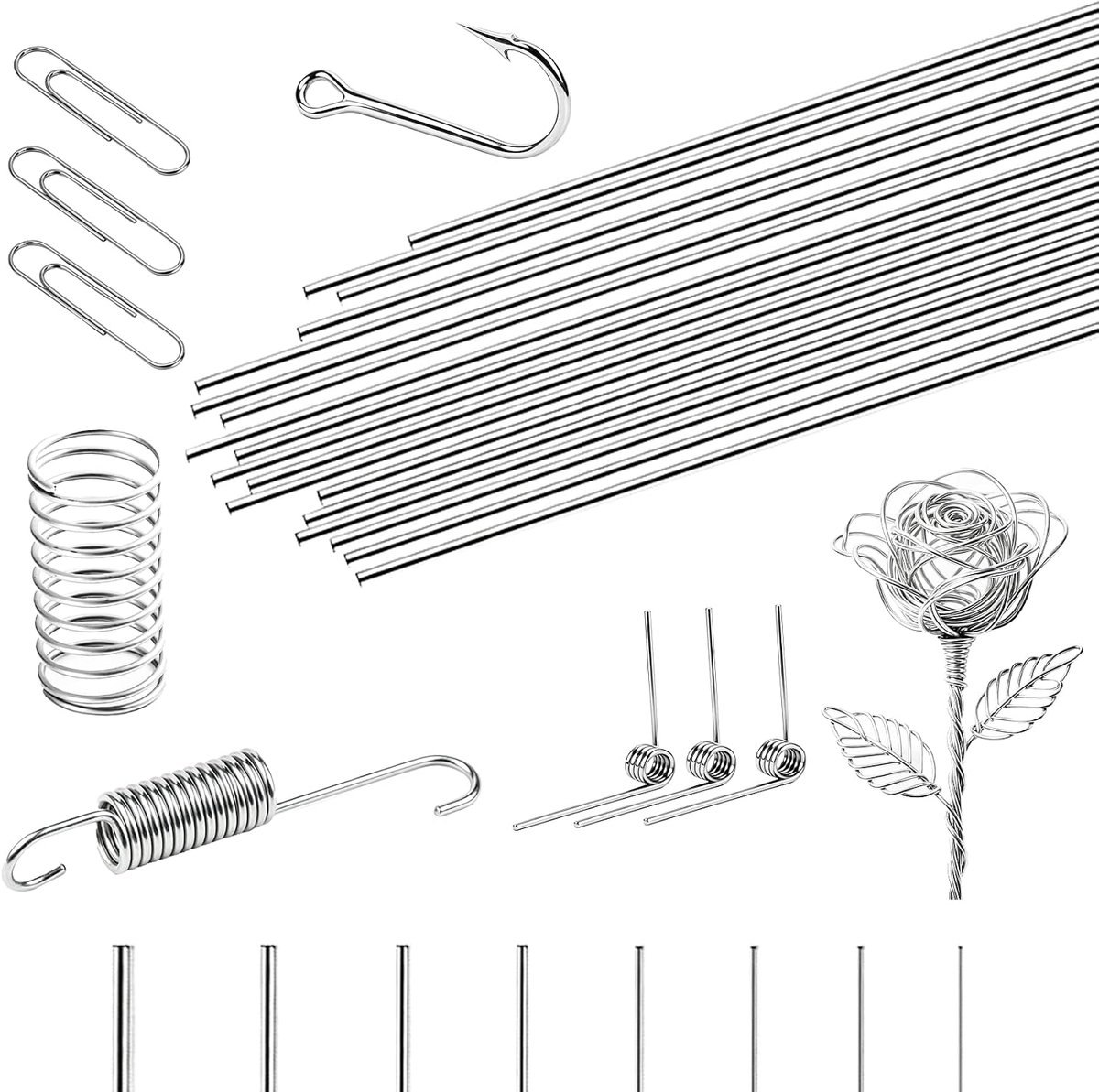Roestvrij stalen verenstaaldraad 1,4 mm - 50 stuks - veerstaal - ideaal voor knutselen - ShopVlot