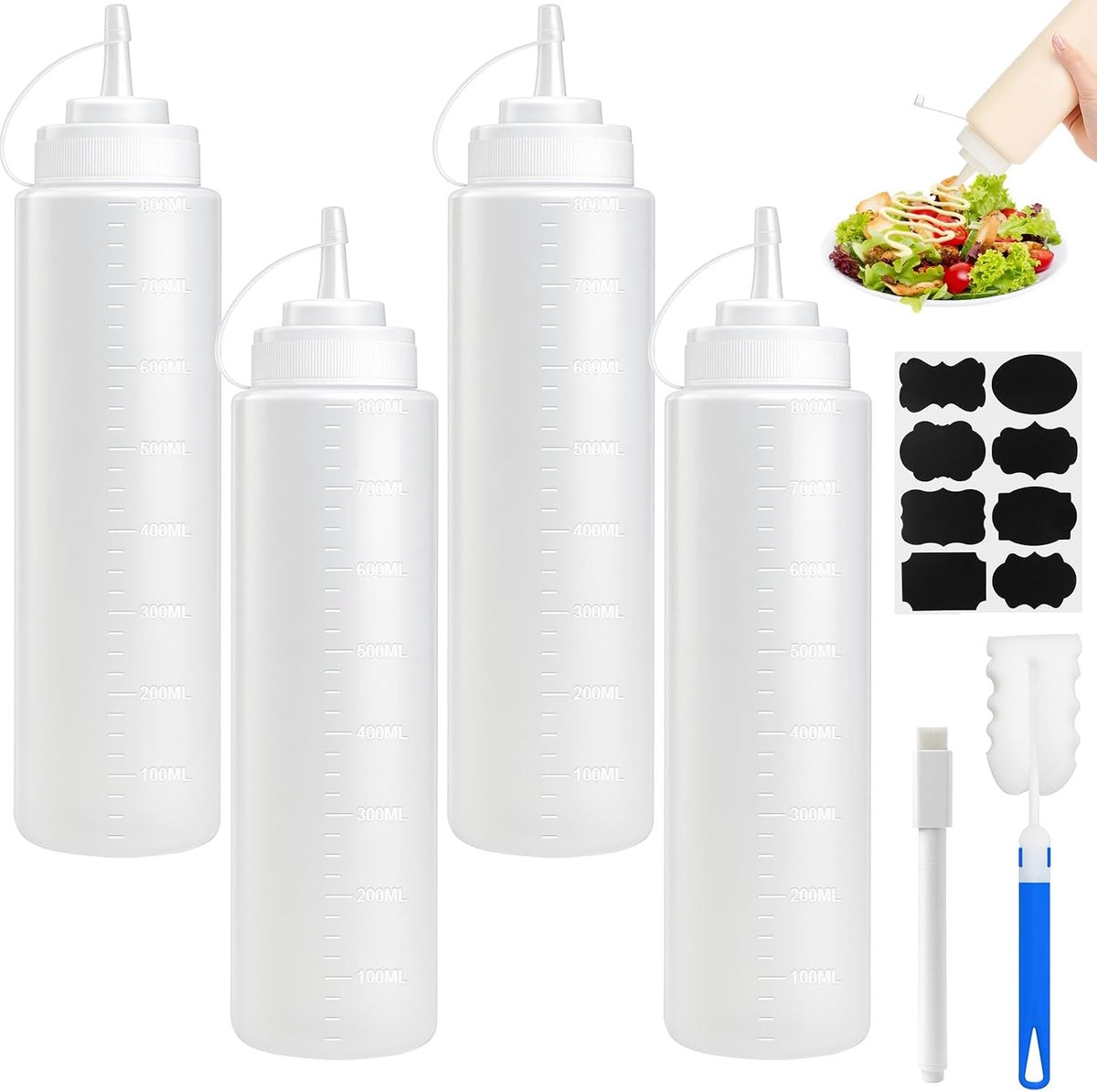 Knijpflessen 800 ml - plastic - geen lekkage - ideaal voor sauzen - ShopVlot