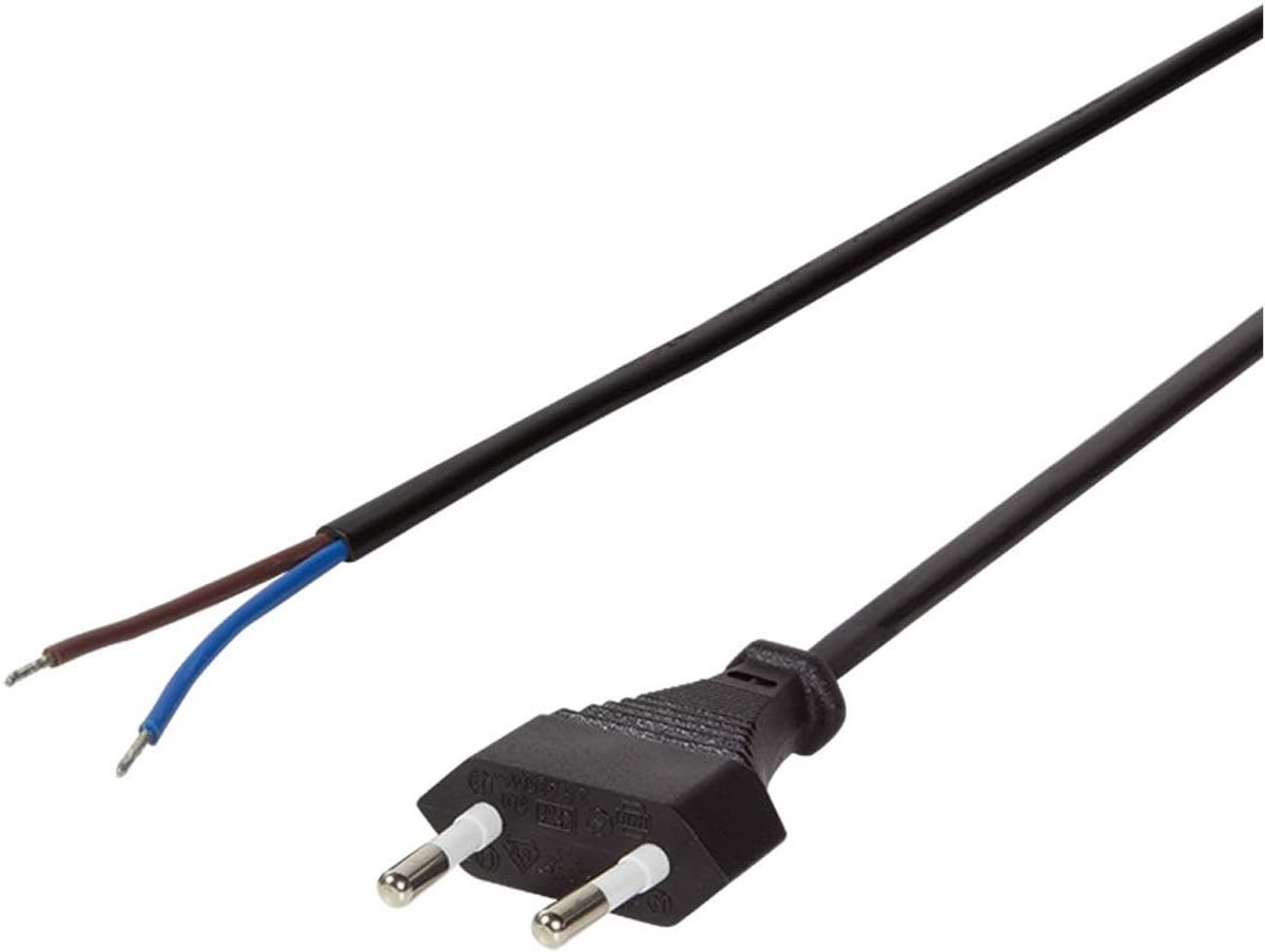 Aansluitkabel europlug 1,5 m - open kabel eind - 2x 0,75 mm2 - ideaal voor DIY-projecten - ShopVlot