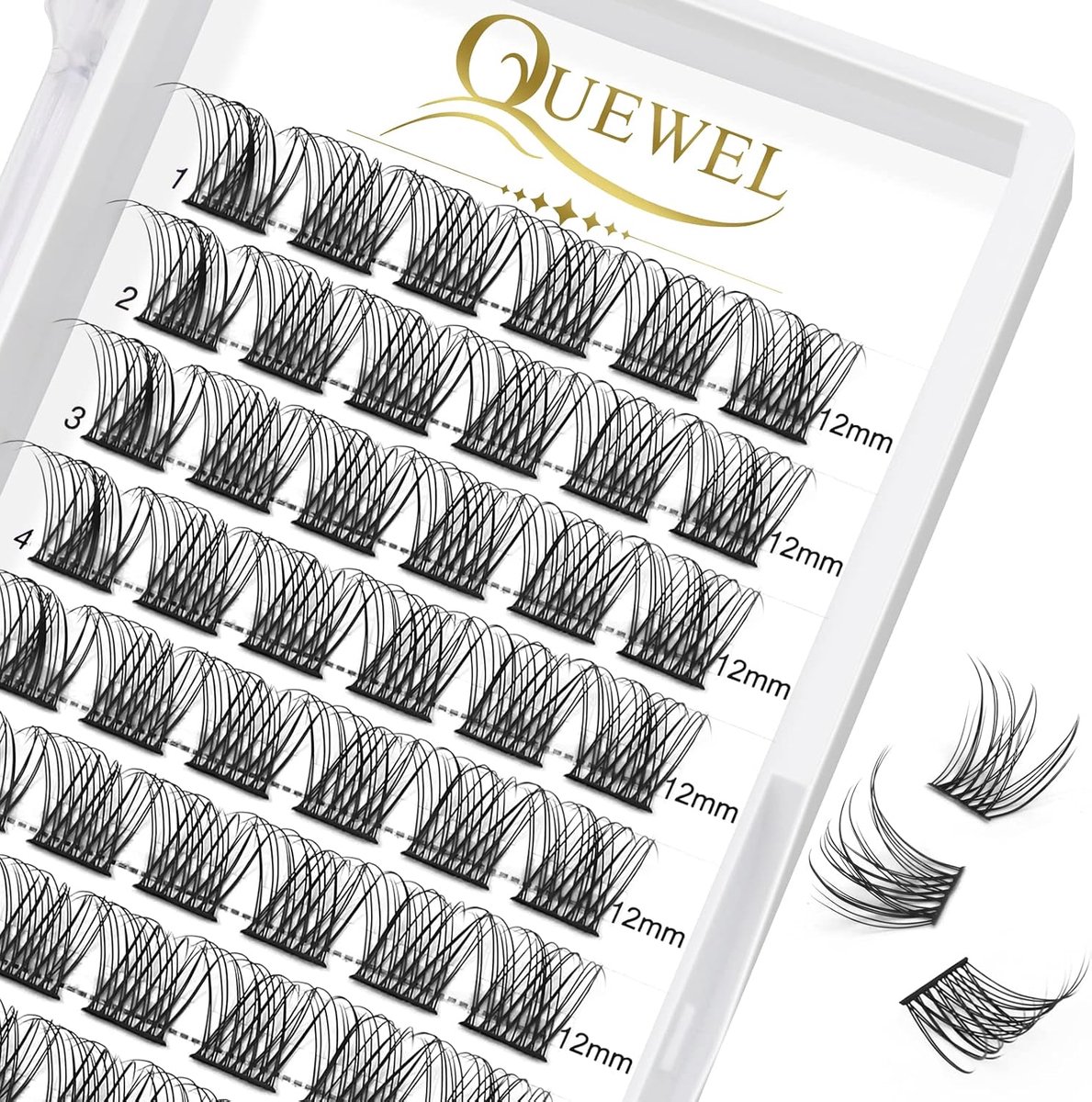 Individuele Wimpers 12 mm - Natuurlijk D Krul - Brede Basis - Perfect voor Oogmake-up - ShopVlot