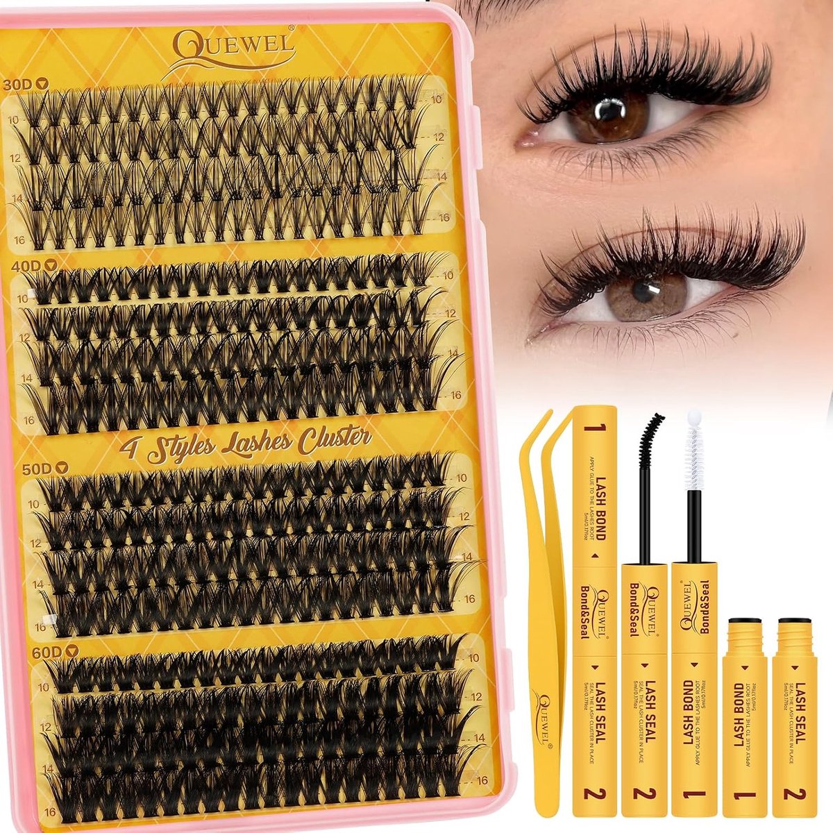 Wimperextensions 320pcs - Gemengde lengte 10-16mm - Dikke wimperset - Eenvoudig zelf aan te brengen - ShopVlot