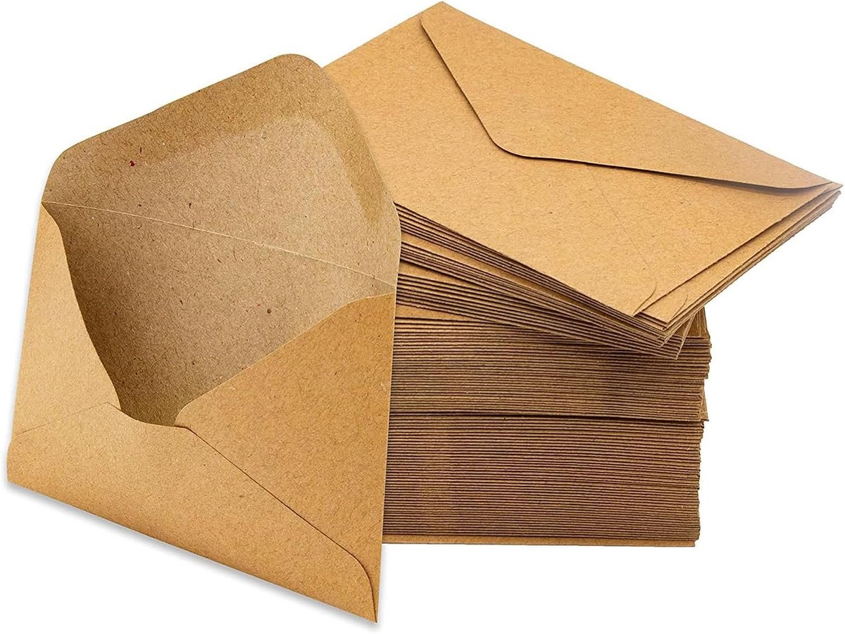Kraft papier enveloppen C6 - vintage stijl - met natte lijm - ideaal voor uitnodigingen - ShopVlot