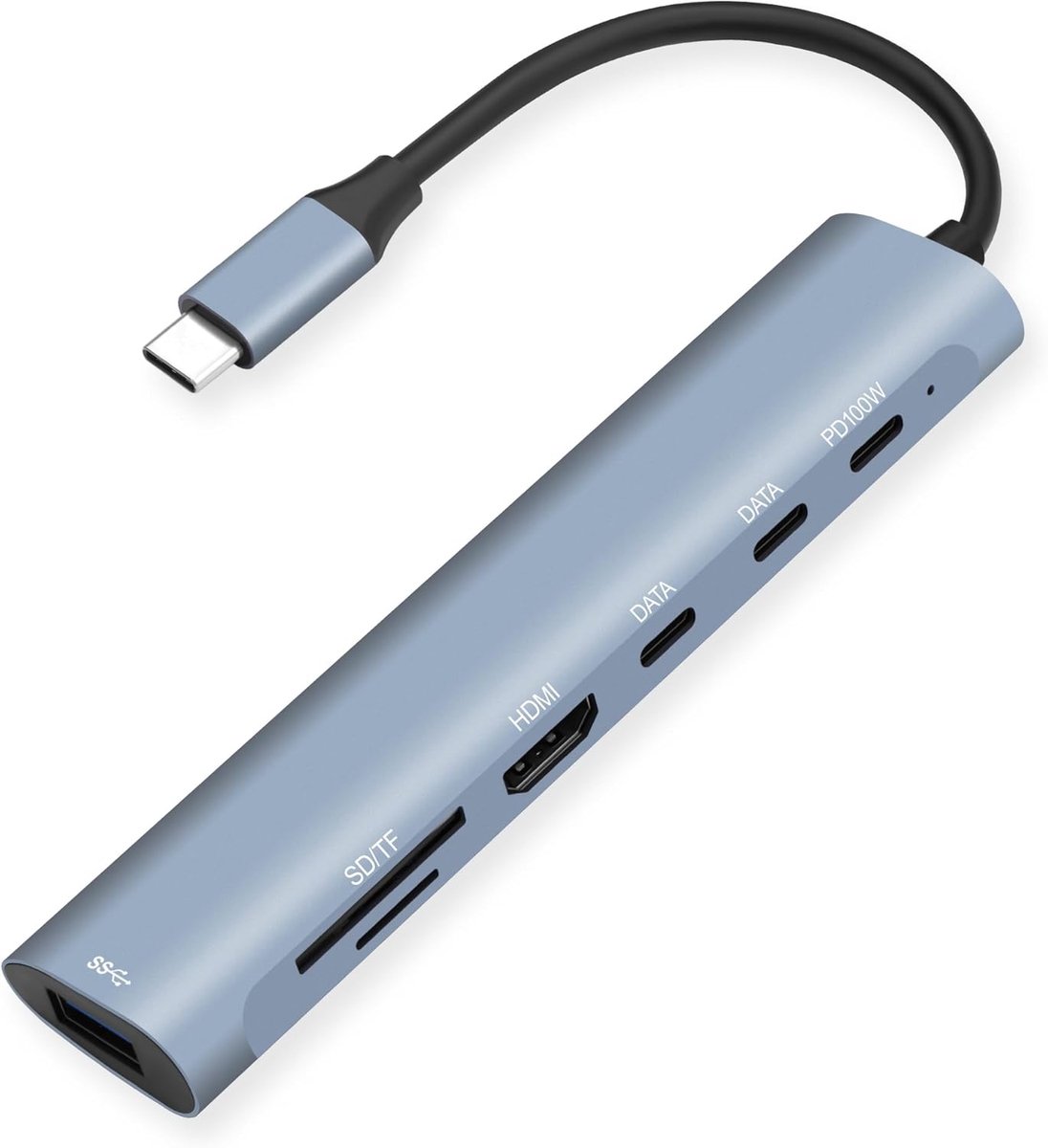 USB C-hub 7-in-1 - multiport adapter - 4K HDMI, USB 3.0, SD/TF-kaartlezer - ideaal voor laptops - ShopVlot
