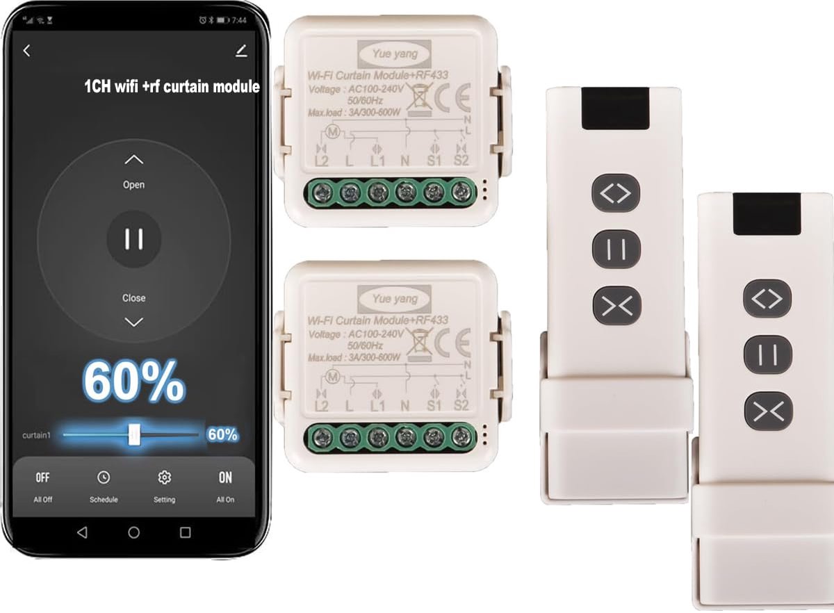 Wifi gordijnschakelaar 433MHz - slimme module - afstandsbediening - bediening van gordijnen - ShopVlot
