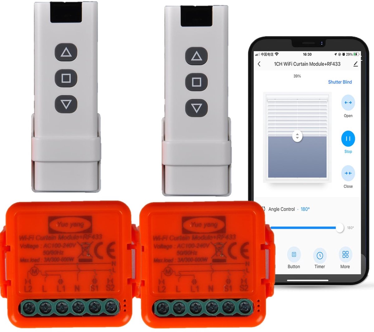 WLAN RF Shutter Switch - Smart bediening - Voice control met Alexa en Google Home - Eenvoudig te installeren - ShopVlot