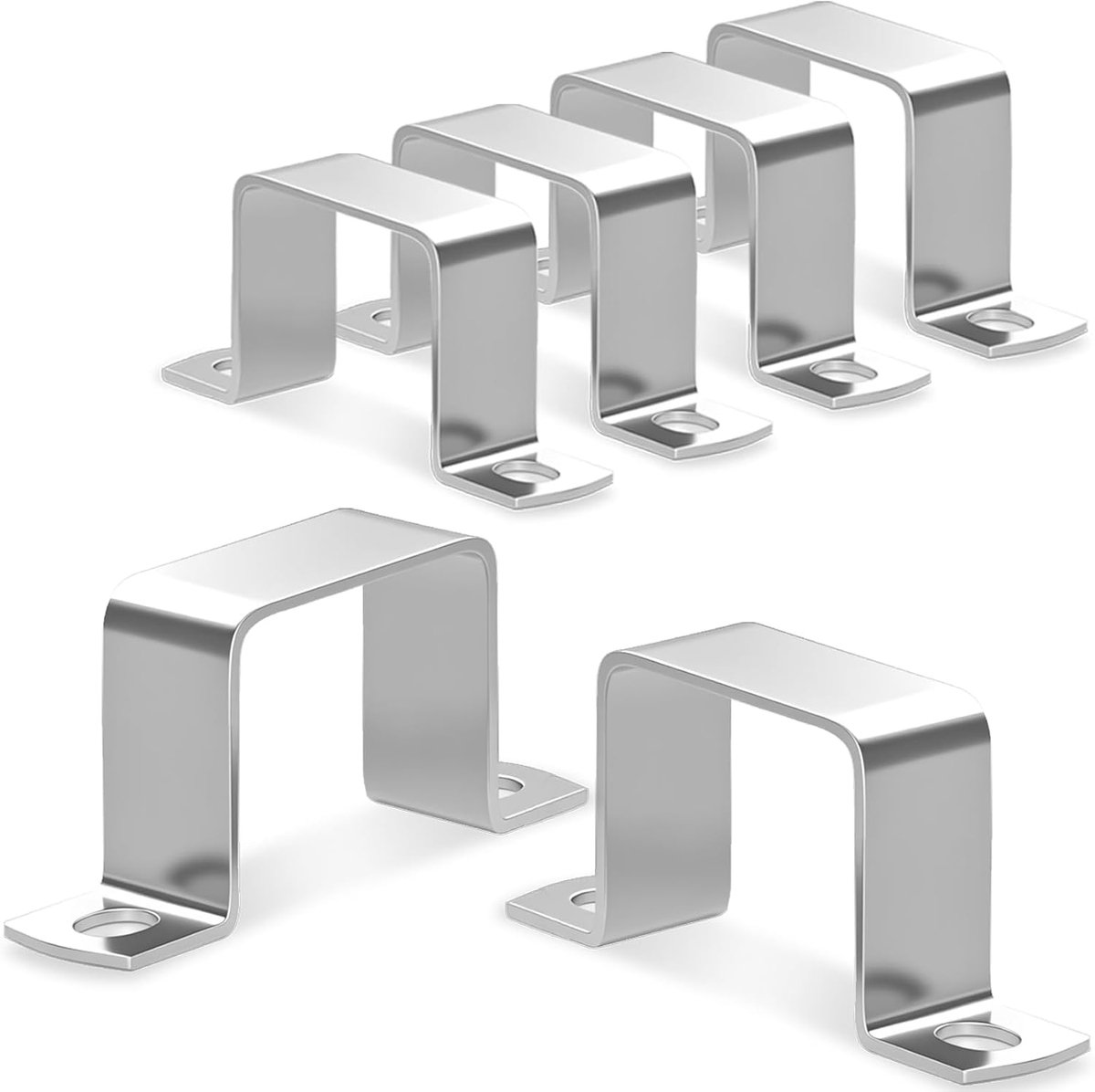 Vierkante buisklemmen 70 x 70 mm - RVS - Set van 6 - Voor stevige bevestiging - ShopVlot