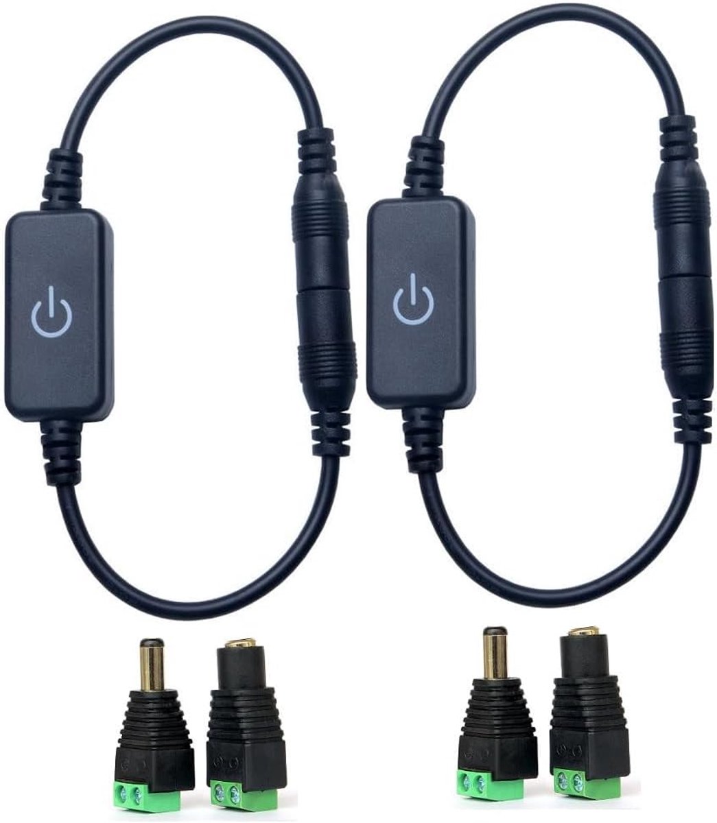LED Strip Dimmer Switch 2pcs - DC 12V - Touch Inline Dimmer - Regel de helderheid van je verlichting - ShopVlot