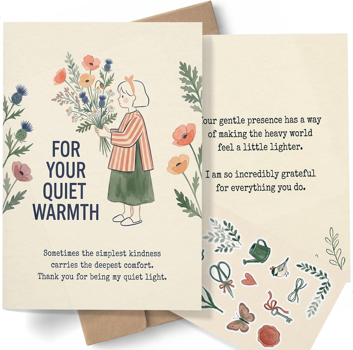 Waarderingskaart A5 - Aquarel ontwerp - Dubbelzijdig gedrukt - Bedankje voor vrienden - ShopVlot