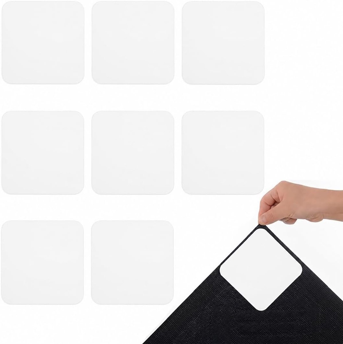 Antislip tapijtpads 80 x 80 mm - herbruikbaar polyurethaan - voor gladde vloeren - voorkomt wegglijden - ShopVlot