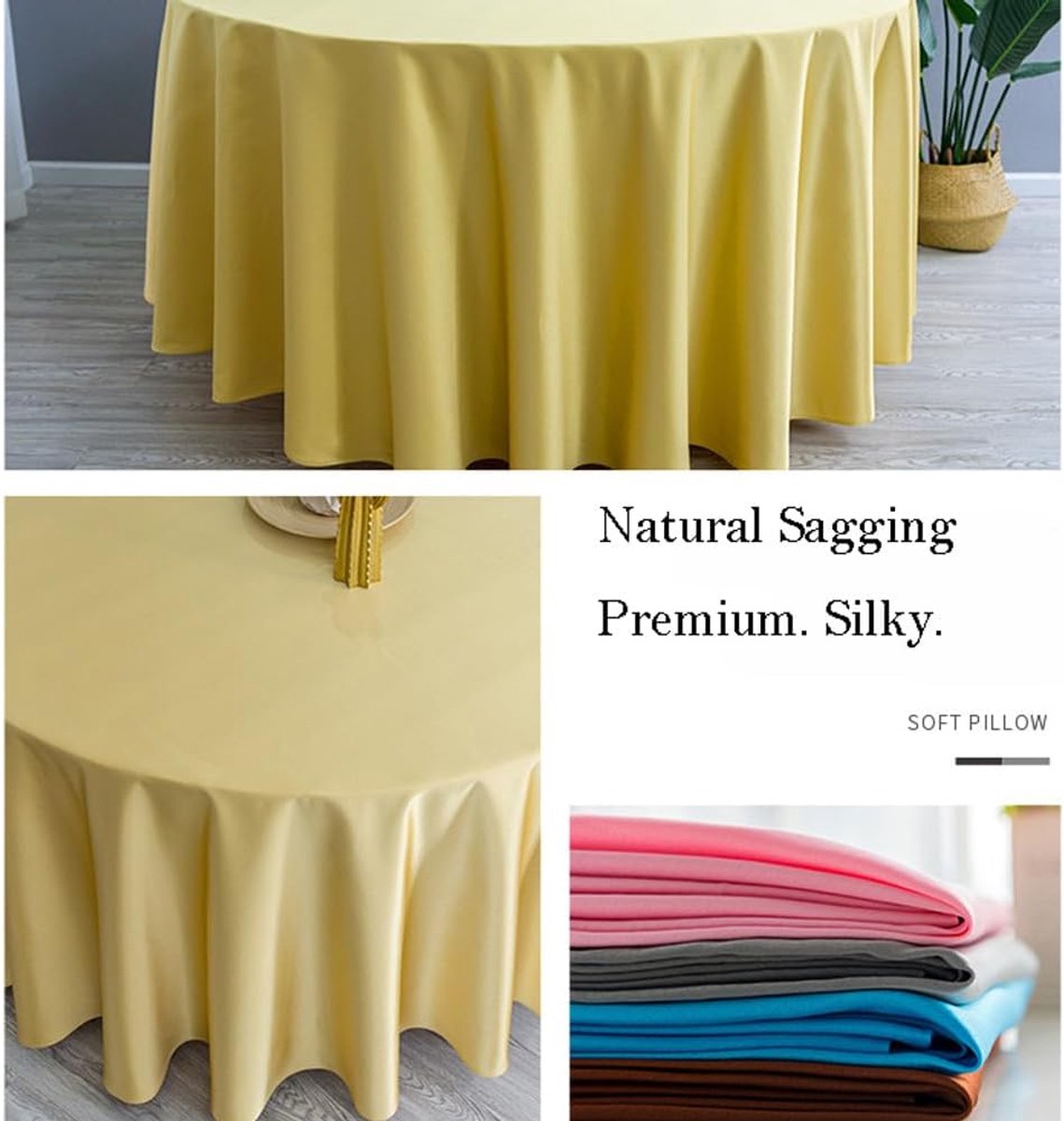 Tafellaken Rond 320 cm - Satijn Polyester - Kreukvrij en Vlekbescherming - Perfect voor Bruiloften - ShopVlot
