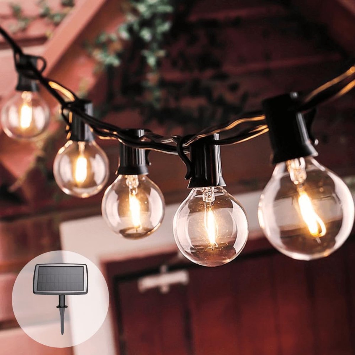 Solar LED Sfeerverlichting 10 Lampjes - 2700 K Warm Wit - 5.4 m met Schemer Sensor - Creëer een Gezellige Sfeer - ShopVlot