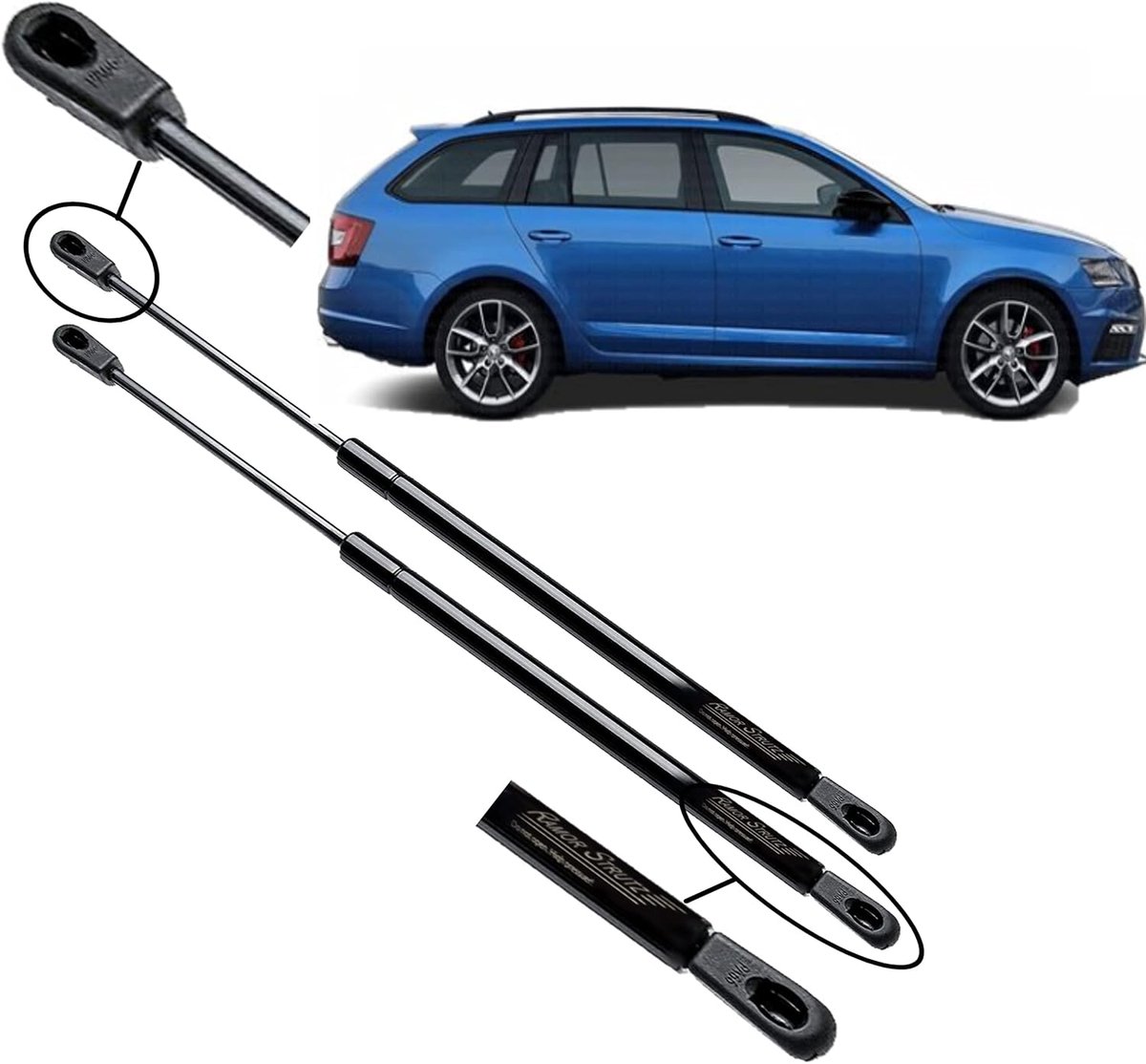 Gasveersysteem achterklep 492mm - vervangingsset - geschikt voor Skoda Octavia Mk2 Combi 2004-2013 - ShopVlot