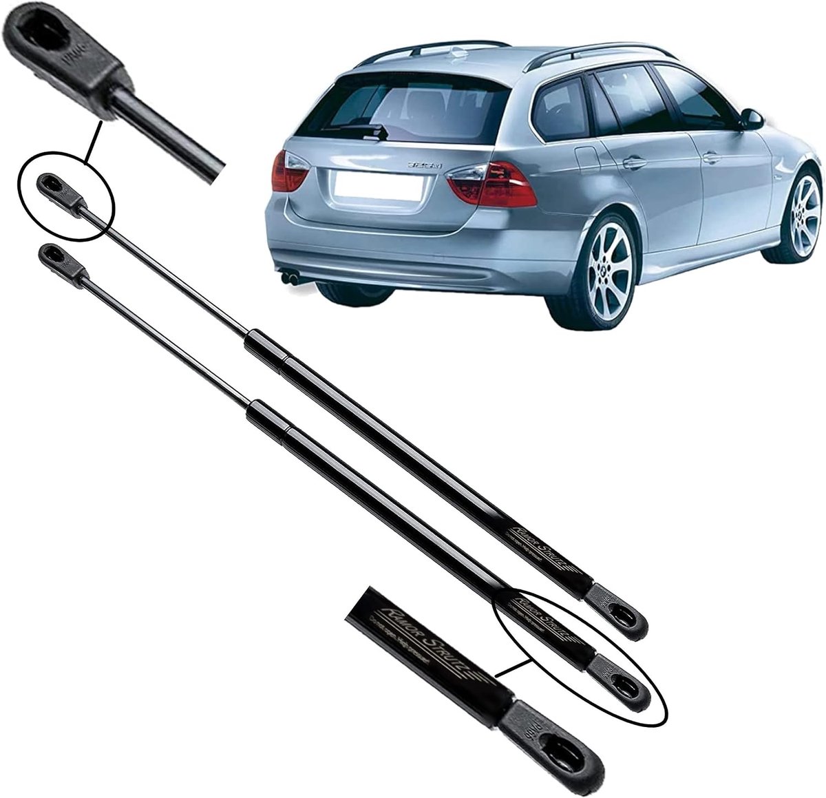 Gasveren achterklep 542 mm - vervangingsset voor BMW 3 Serie Touring E91 - 470N kracht - eenvoudig te installeren - ShopVlot