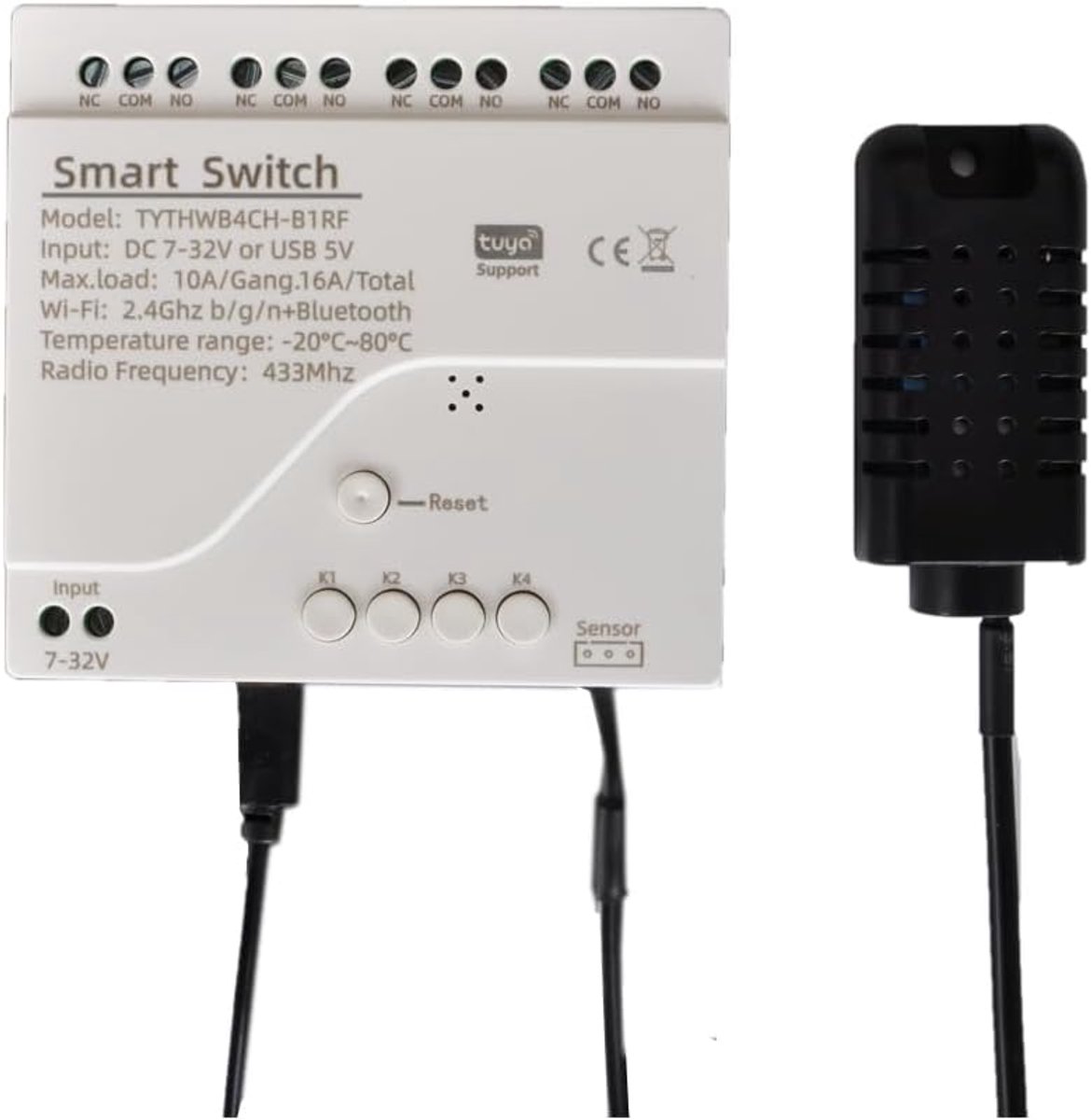 Draadloze Temperatuur- en Vochtigheidschakelaar - Slimme Relay Switch - Stembediening met Alexa en Google Assistant - ShopVlot