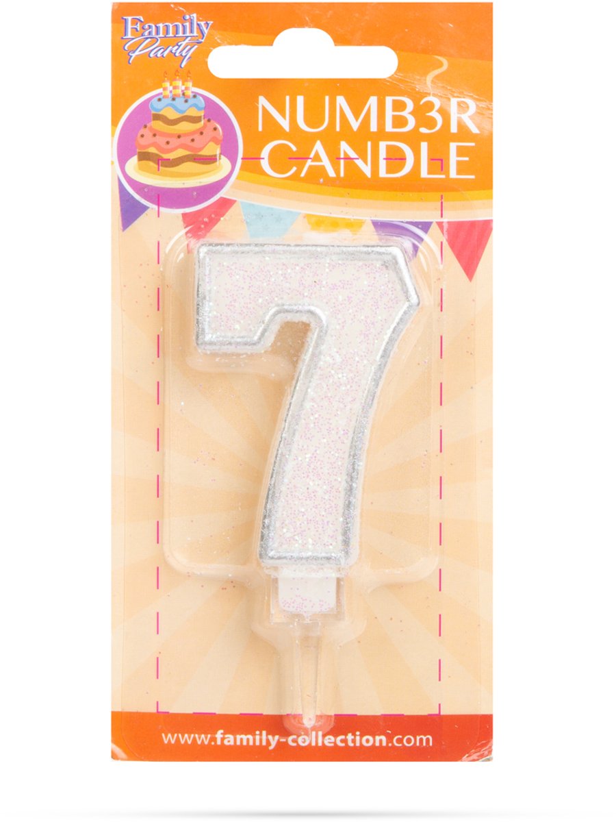 Verjaardagskaars cijfer 7 - 6,5×4 cm - taartkaars - decoratieve cijferkaars voor feest & verjaardag [56185-7]