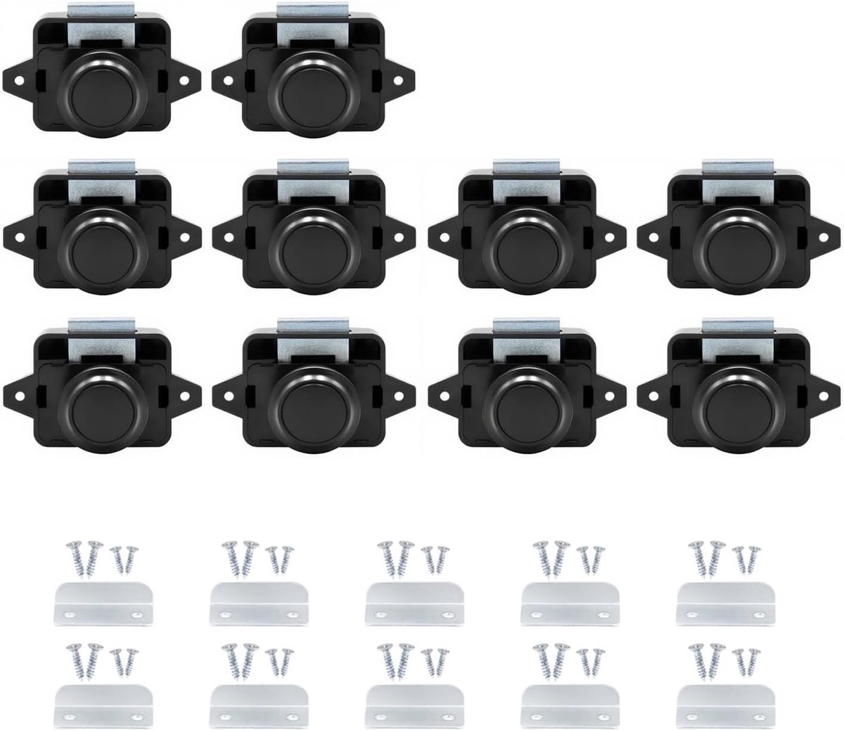 Push Button Motorhome Lock - 10 stuks - Metalen knopdeurslot - Duurzaam en lichtgewicht - ShopVlot