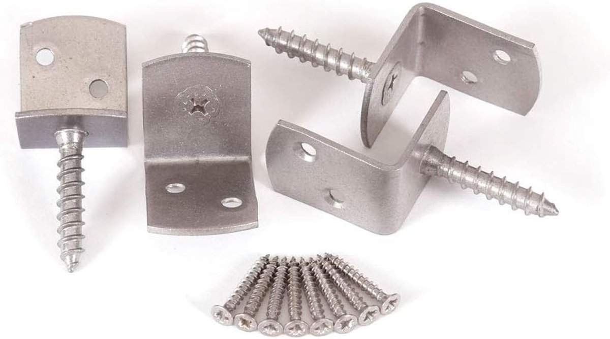 L-vormige hoekhouders 38 x 34 mm - roestvrij staal - set van 4 - ideale ondersteuning voor hekwerk - ShopVlot