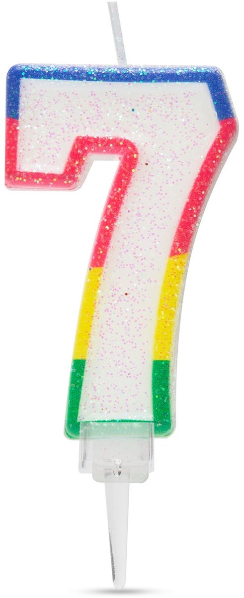 Verjaardagskaars Cijfer 7 voor Taart, Decoratie en Cadeau, 7x4 cm [56181-7]
