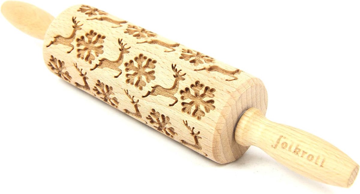 Rolling pin met patroon - beukenhout - eenvoudig deeg uitrollen - veelzijdig in gebruik - ShopVlot