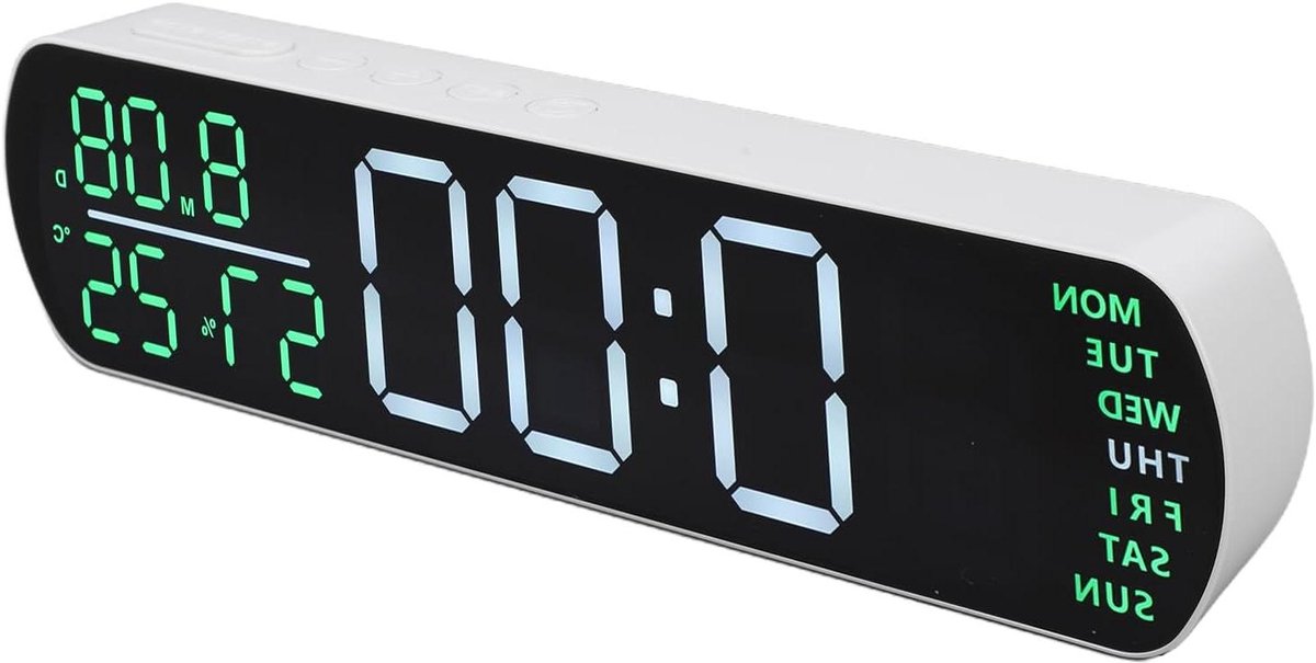 Digitale Wekker - Tafelklok LED - Wakker Worden - Groot Display - 26.5 cm - Wit