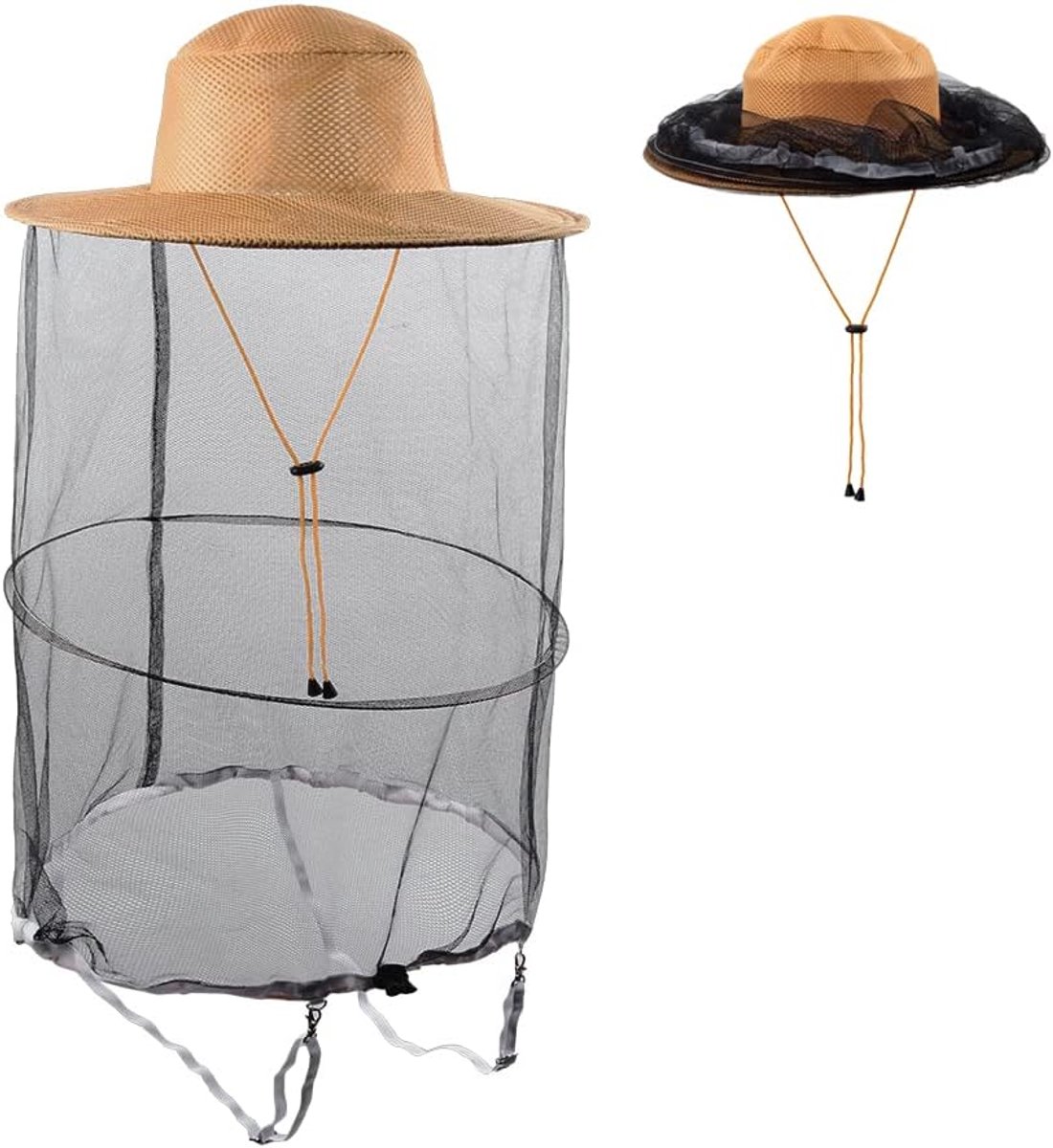 Bijenkap met net - bruin - One size - Bescherming tegen insecten - ShopVlot