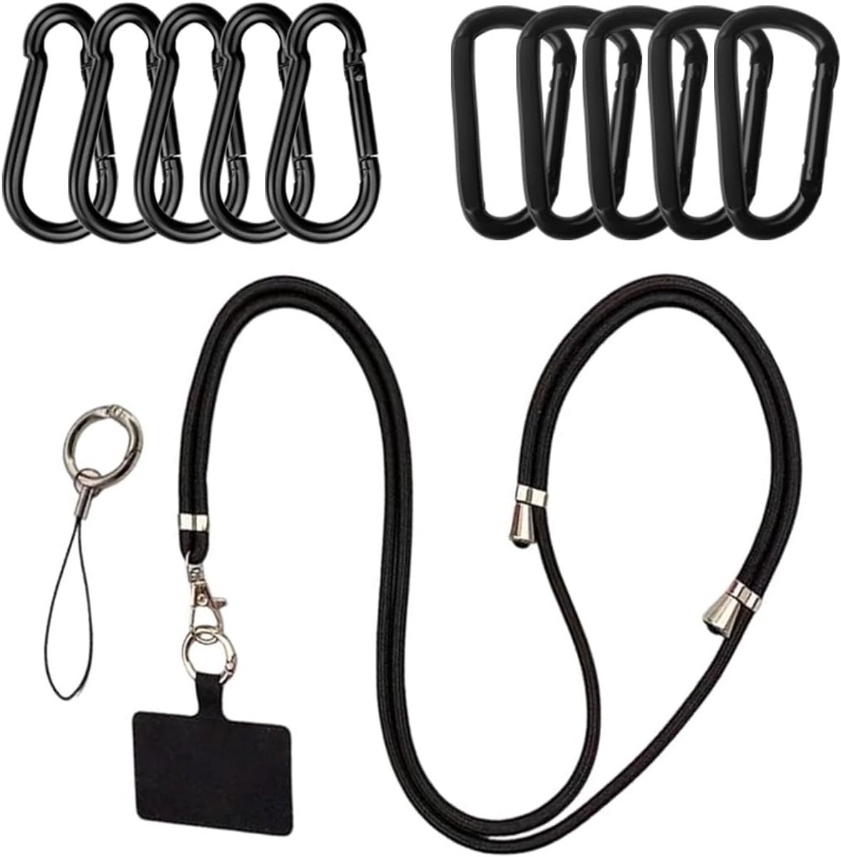 Karabijnhaken set 12-delig - multifunctionele haken - handsfree telefoonoplossing - ideaal voor outdoor - ShopVlot