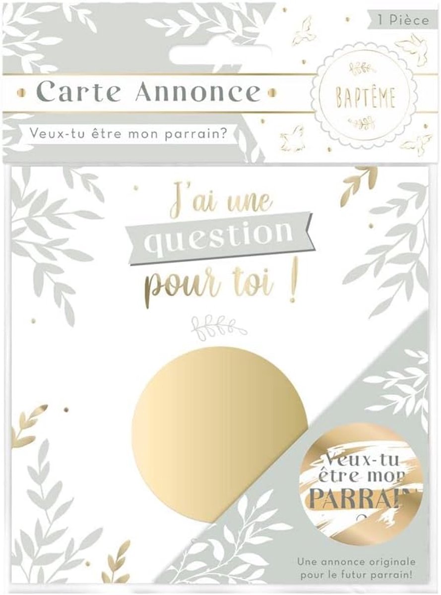 Scratchcard model Annonce Paten - 13,5 x 13,5 cm - christening - unieke uitnodiging - ShopVlot