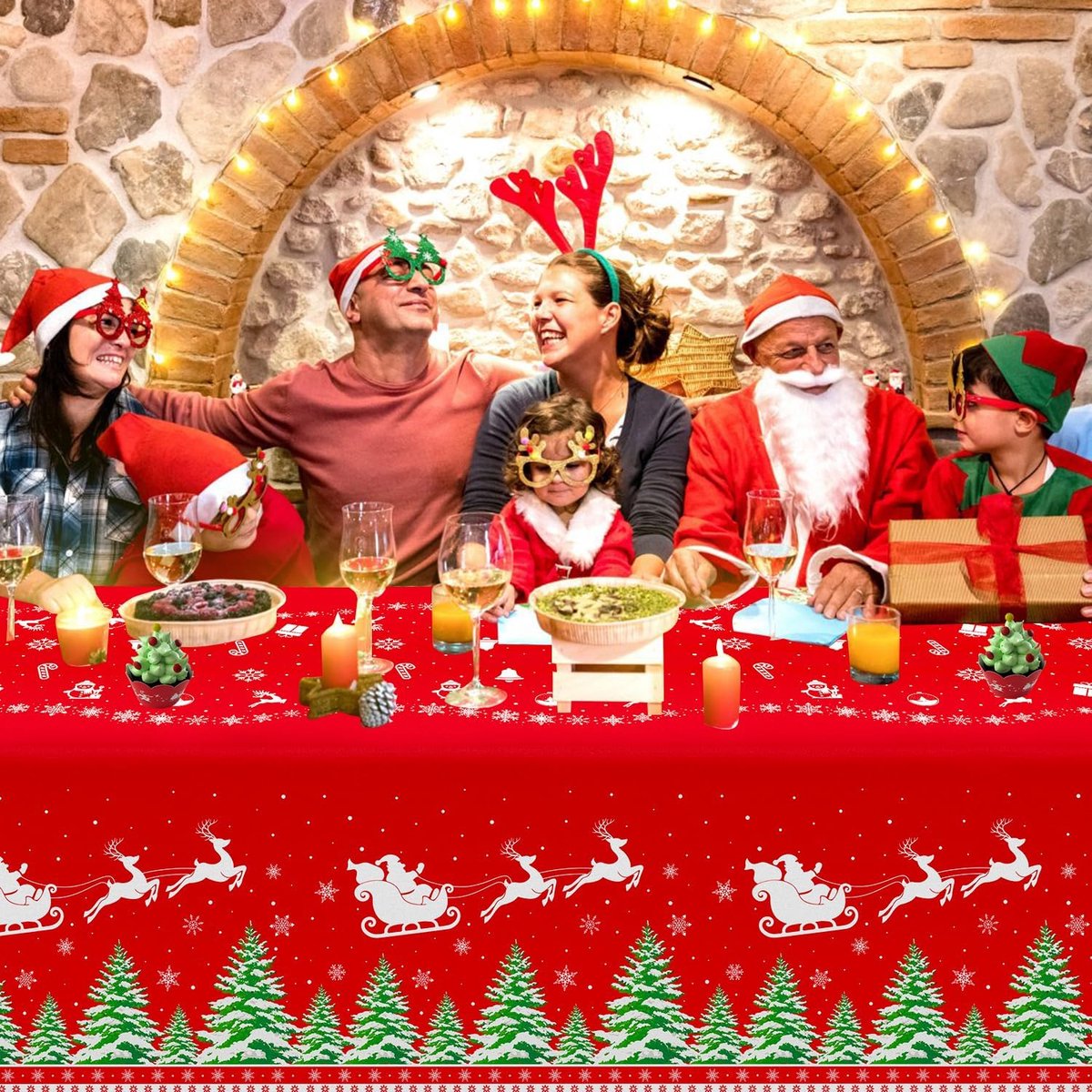 kerst slede tafelkleed - 88 kg - feestelijk design - perfect voor kersttafels - ShopVlot