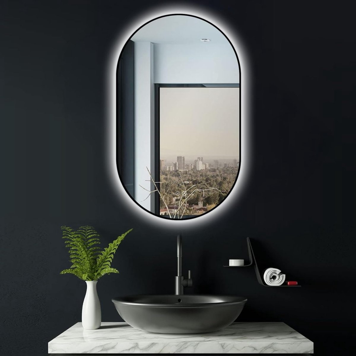 Ovale badkamer spiegel met verlichting - 60 cm - heldere verlichting - ideaal voor dagelijkse verzorging - ShopVlot