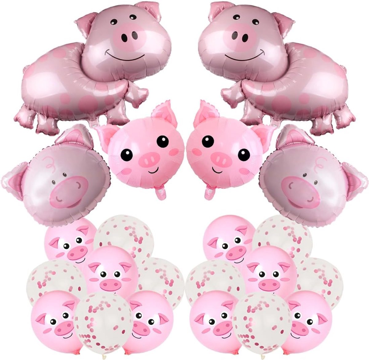 Varkensballonnen set 22 stuks - Roze folie- en latexballonnen - Verjaardagsdecoratie - Feeststemming gegarandeerd - ShopVlot