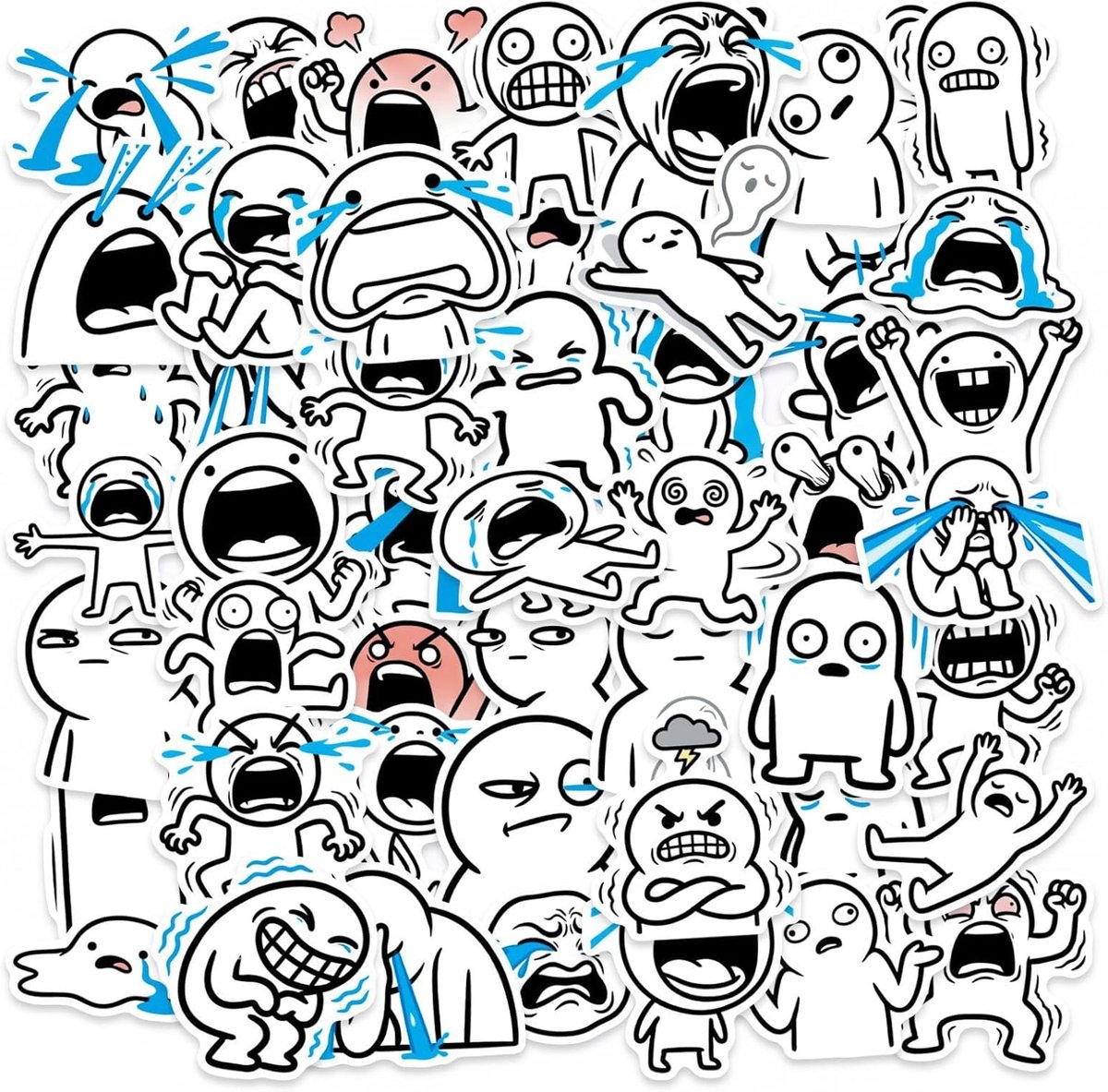 100 Stuk Abstracte Lijn Figuren Emoticon Stickers - Minimalistische Emoticons - Perfect voor Decoratie - DIY Ontwerpen - ShopVlot
