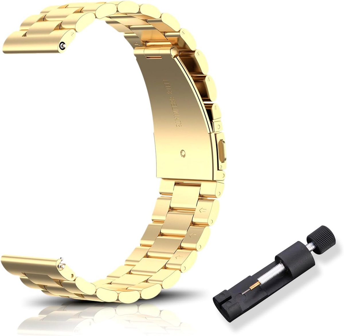 Horlogebandje 16 mm/18 mm/20 mm/22 mm - roestvrij staal - mooi gepolijst - met snelsluiting - ShopVlot