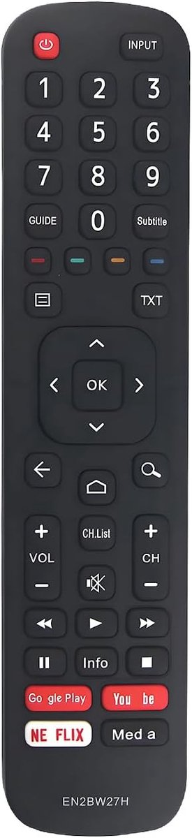 Afstandsbediening EN2BW27H - vervangend voor Hisense TV 43A5700FA 40A5700FA - eenvoudig in gebruik - ShopVlot