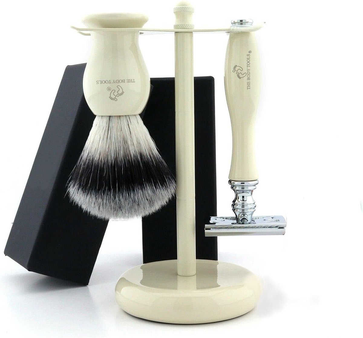 Scheerset voor heren - kunsthaar scheerkwast - messing standaard - zacht voor alle huidtypes - ShopVlot