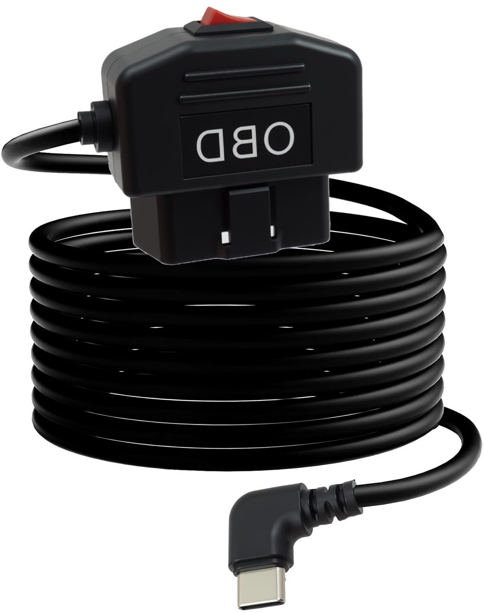 OBD2 naar USB-C kabel - hardwire kit met schakelaar - 12-36 V, 5 V/3 A - plug-and-play-installatie voor dashcam - ShopVlot